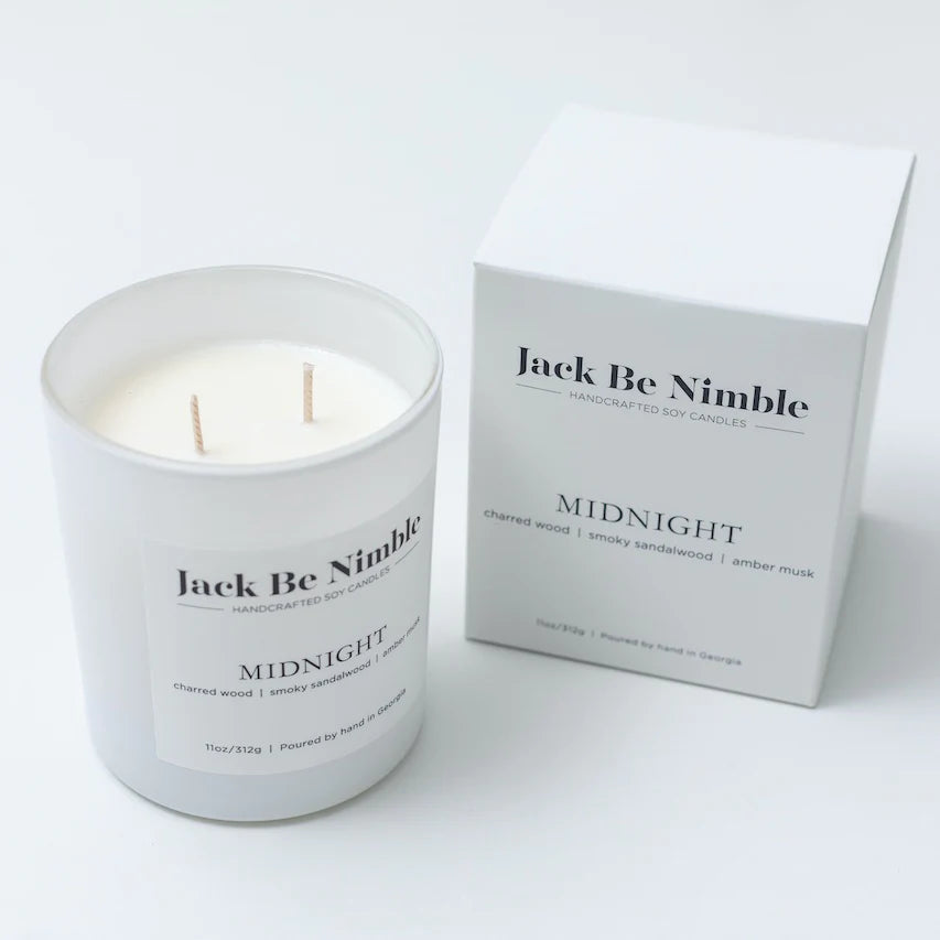 Midnight soy candle from Jack Be Nimble packaging