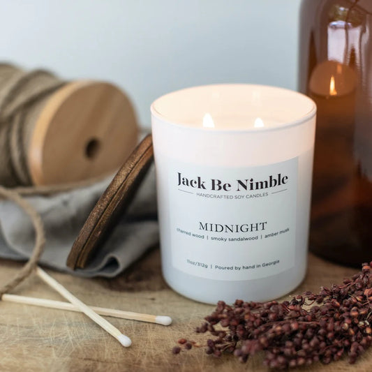 Midnight soy candle from Jack Be Nimble styled