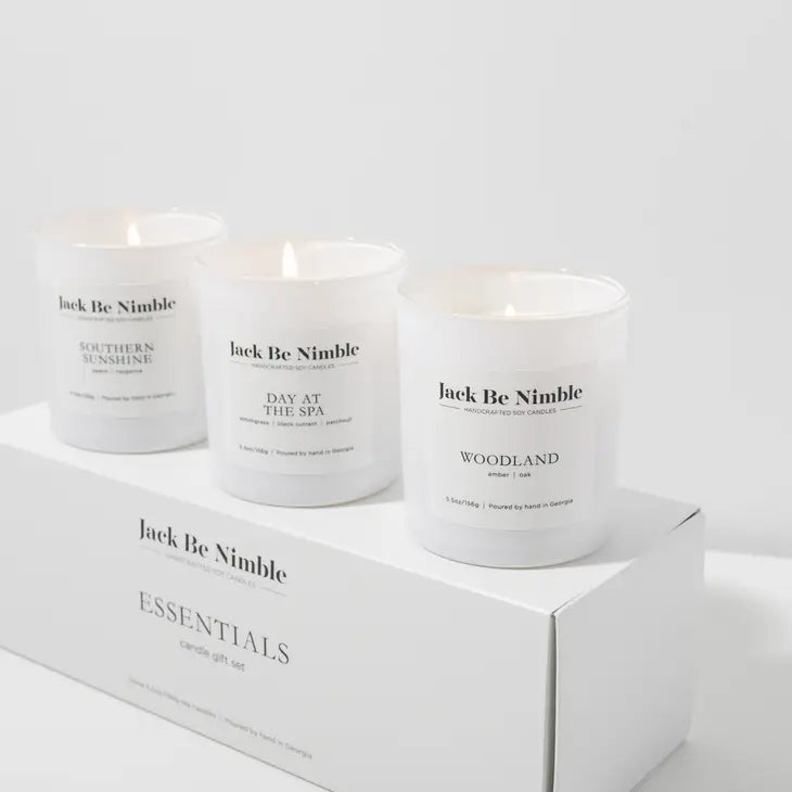 Soy Candle Essentials Gift Set from Jack Be Nimble packaging