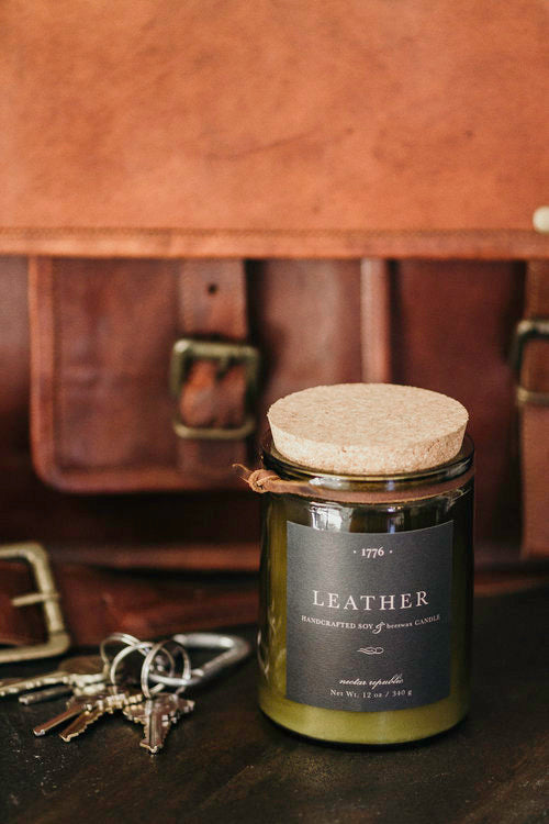 leather scent soy candle men